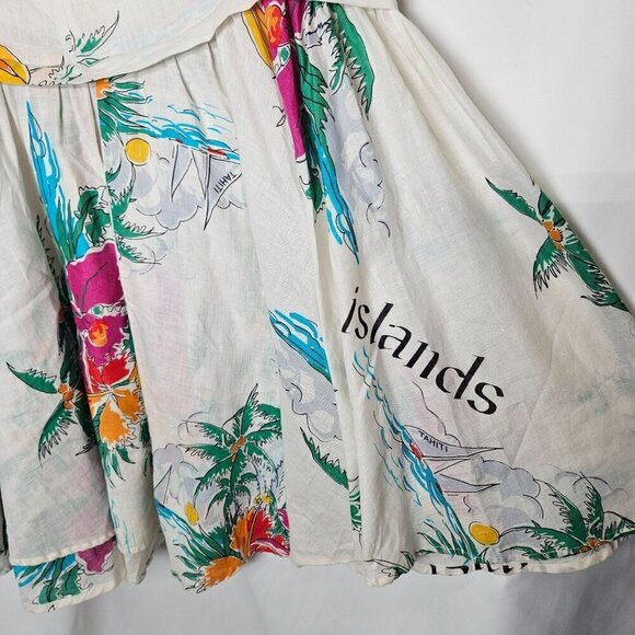 Vintage Carole Little Saint-Tropez West Tropical Print Skirt‎ 70s 80s Tiered 8 - Picture 4 of 15